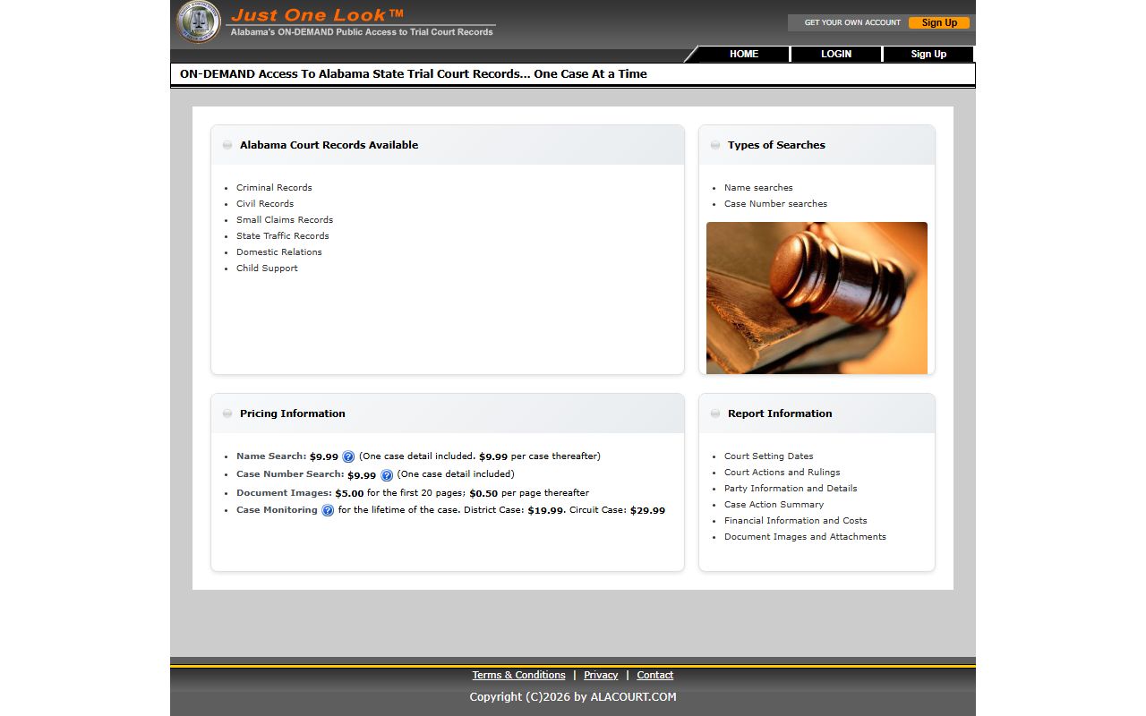 Randolph County court records after arrest Alacourt ACCESS search portal